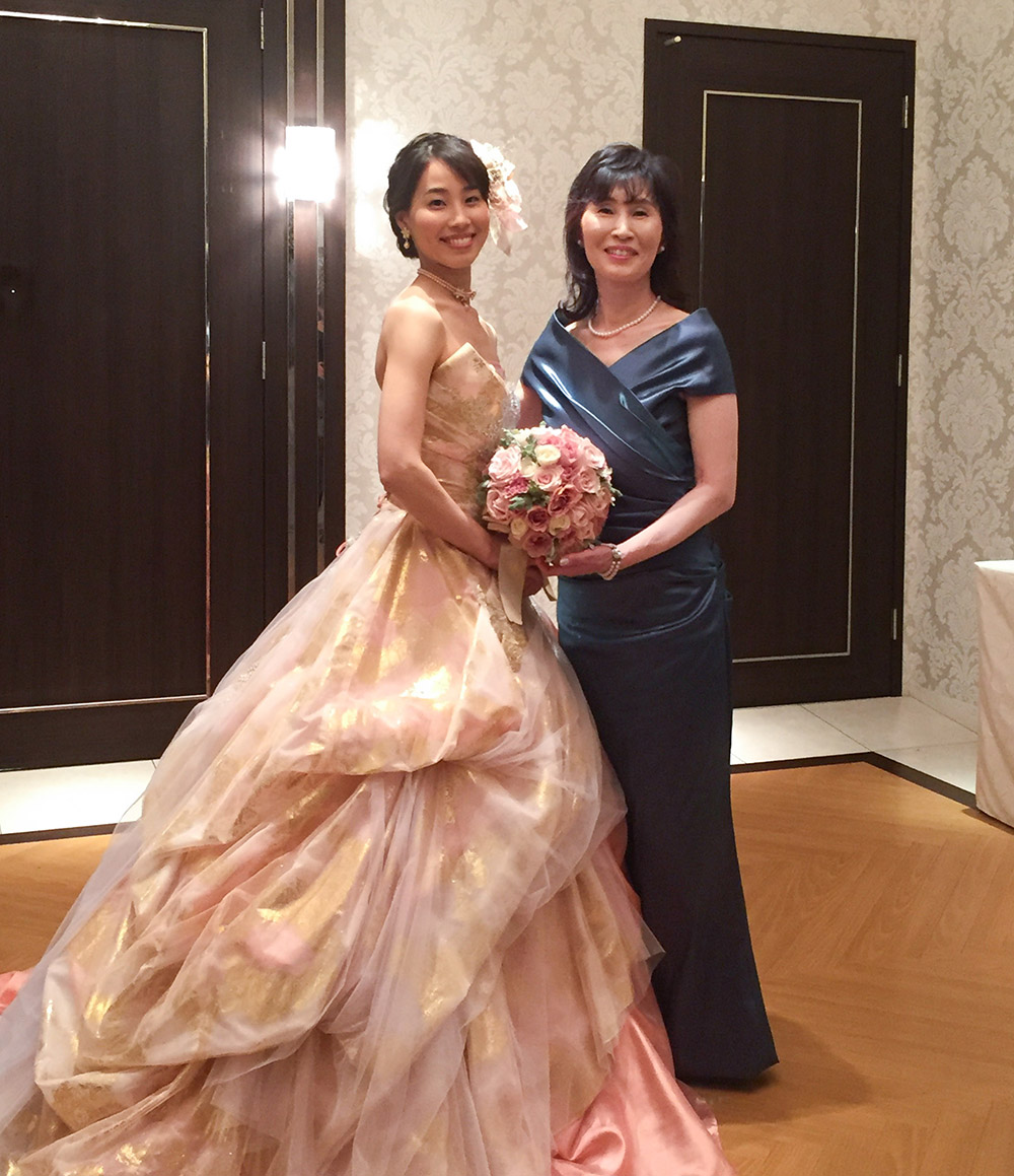 実際の結婚式 母親 フォーマルドレスL084ブルーグレー